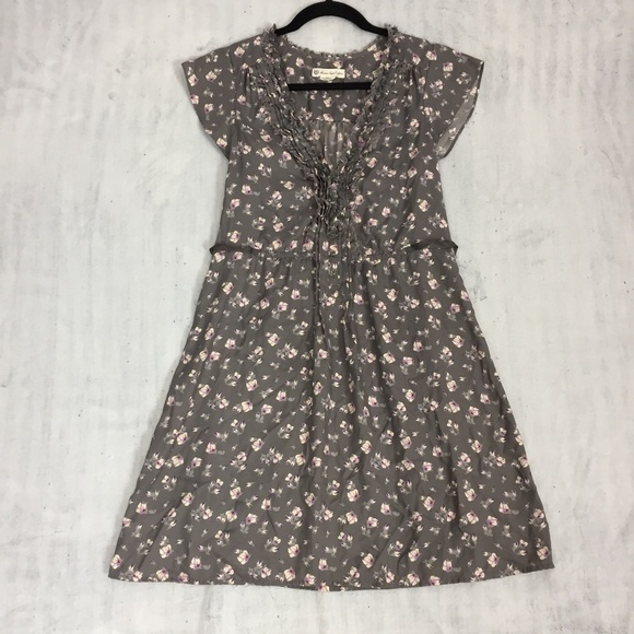 American Eagle Floral Mini Dress Small Grey Raw Edges - Picture 2 of 13